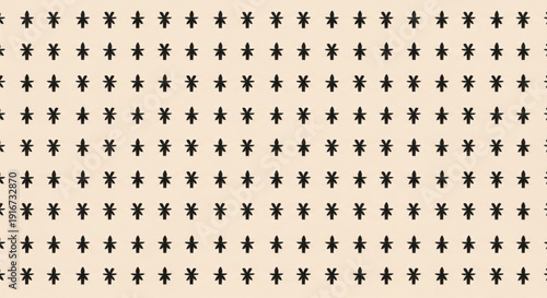 Pattern of evenly spaced black asterisks on a light beige background, creating a uniform and minimalistic design with a calm and orderly tone.