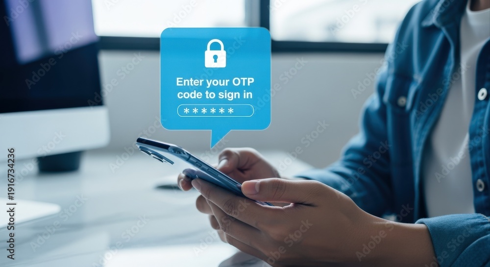 Obraz premium Authentication using OTP on smartphone screen, entering security code for secure login on mobile device