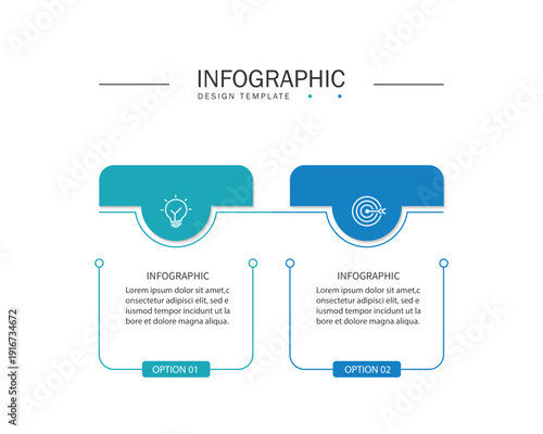 Business infographic template. 2 Step timeline journey. Process diagram, Infographic elements vector illustration.