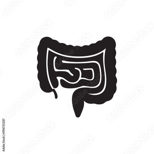 Human intestine silhouette vector isolated medical anatomy illustration.