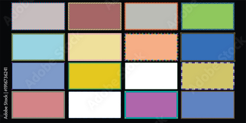 Colorful decorative rectangle frames vector set with stitched, patterned and textured borders, modern label templates and creative background elements

49 Keywords
