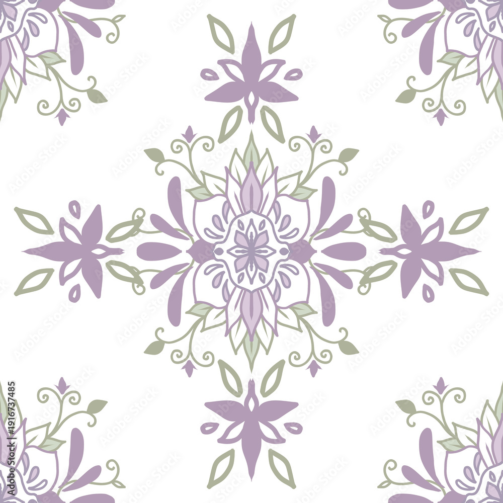 Fototapeta premium Elegant Purple Floral Seamless Pattern for Fabric and Wallpaper