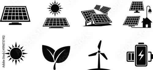Eco friendly icon set for sustainable energy and environment concepts