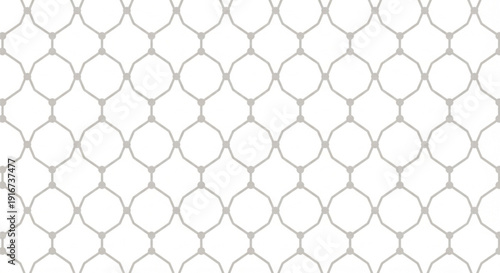 Seamless white background features a pattern of interconnected gray hexagons and circles, creating a modern geometric lattice design.