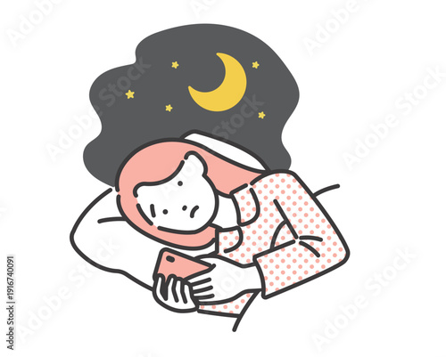 不眠症の女性のベクターイラスト素材