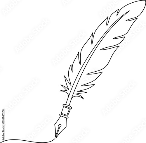 Abstract Quill Pen Line Art for Stationery
