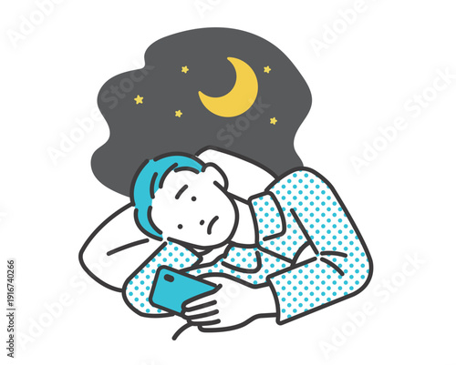 不眠症の男性のベクターイラスト素材