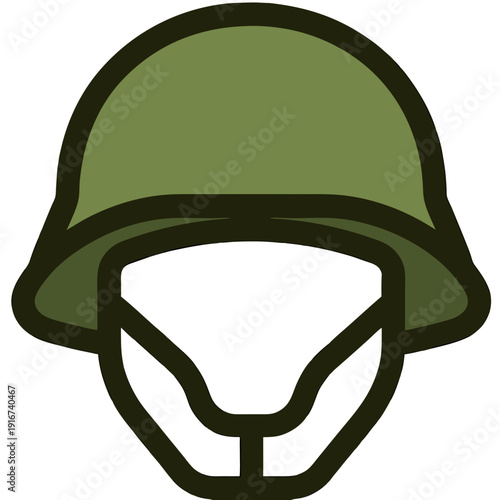 Military Soldier Helmet Vector Illustration with Flat Design Style, Army Headgear Icon for Defense and Security Concepts