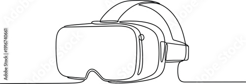 A continuous single line drawing capturing the essence of a futuristic virtual reality headset Vector, illustration
