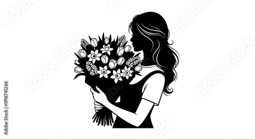 Woman holding a large bouquet of flowers in her hands from da  (193)
