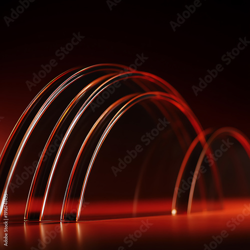High-gloss transparent arcs arranged linearly