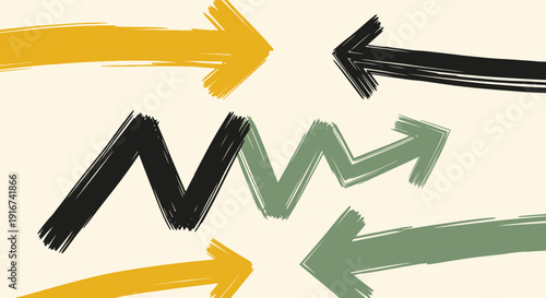 Arrows point in different directions on a beige background with Mix