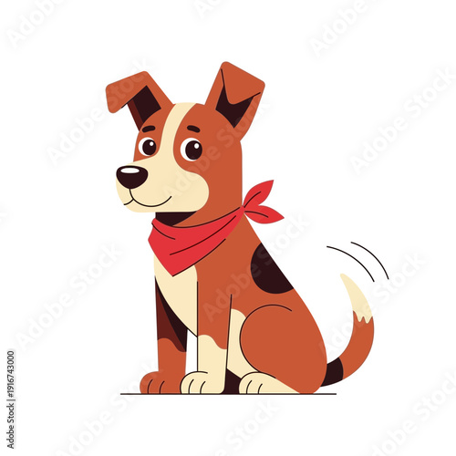 Cute Dog with Bandana Sitting
