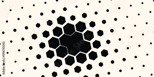 Hexagon Shapes Vector Abstract Geometric Technology Retrowave Sci-Fi Texture Isolated on Light Background. Halftone Hex Retro Simple Pattern. Eps10