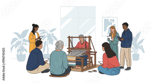 Community Workshop Demonstrating Handloom Weaving