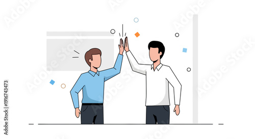Two Colleagues High Five Celebration