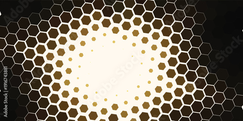 Hexagon Shapes Vector Abstract Geometric Technology Retrowave Sci-Fi Texture Isolated on Light Background. Halftone Hex Retro Simple Pattern. Eps10