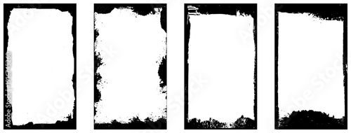 Black rectangular frame isolated on white. Old worn frame . Vector frame for text, photo, certificate, picture, diploma. Retro vintage background collection. Design