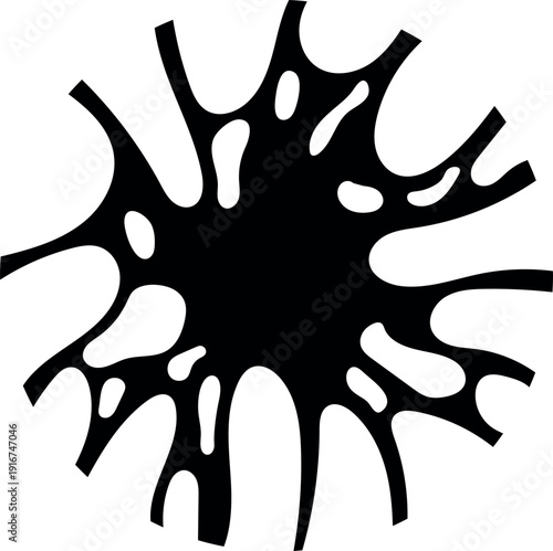 Slimy splash black silhouette. Sticky fluid logo