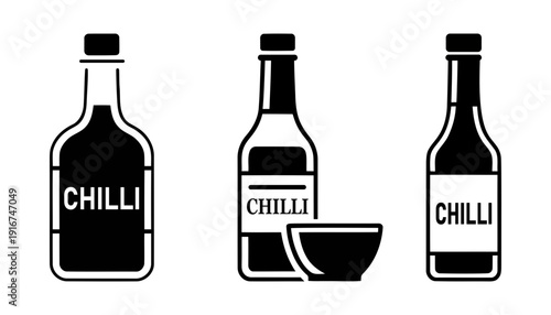 Chilli sauce bottle icons set vector illustration. set of chili sauce bottle icons