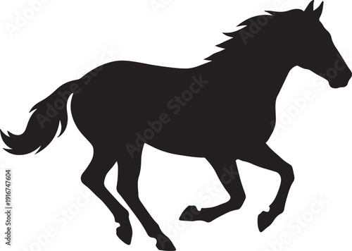 Wallpaper Mural Black horse silhouette vector illustration isolated on a white background showing a running stallion in motion Torontodigital.ca