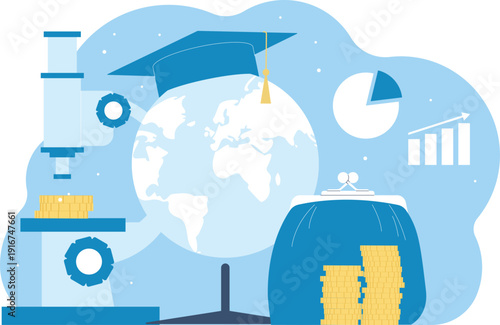 Financial education concept. Study loan. Learning investment