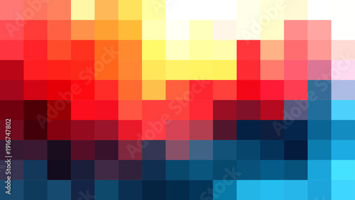 Vector Abstract pixelated design showing vibrant gradation with multicolored rectangular mosaic blocks. Artistic composition, seamless pattern. Evokes feelings of creativity and modernity.