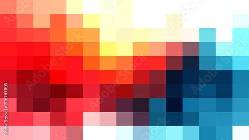 Vector Abstract mosaic of vibrant colorful pixelated shapes, evoking a sense of modern design and artistic expression, a visual representation of technology, the image with blocks of red.