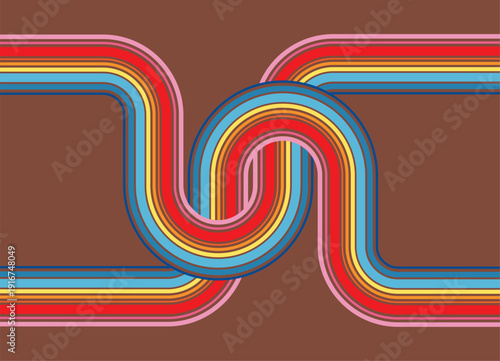 Vector pattern in retro style from lines of different thicknesses and colors on a white background. Arch. Striped Design element 70s. Abstract divided sports background for covers, advertising, poster