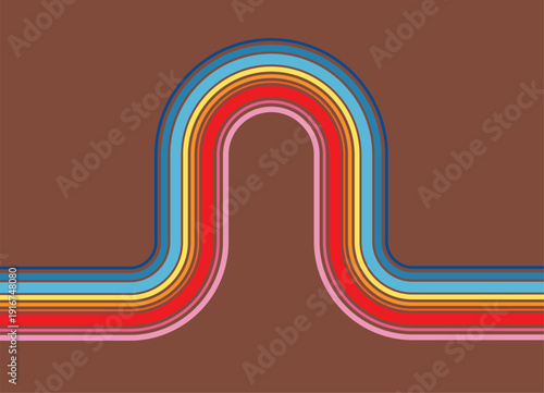Vector pattern in retro style from lines of different thicknesses and colors on a white background. Arch. Striped Design element 70s. Abstract divided sports background for covers, advertising, poster