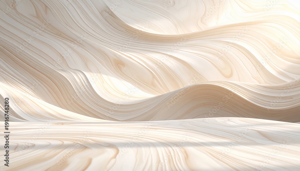 Obraz premium Abstract flowing lines and waves in a soft, neutral color palette, creating a serene and elegant background.