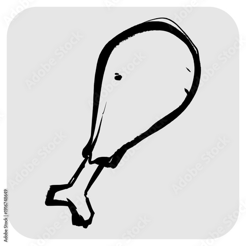 Simple Chicken Drumstick Illustration. Minimalist Hand Drawn Food Icon for Culinary and Restaurant Branding.