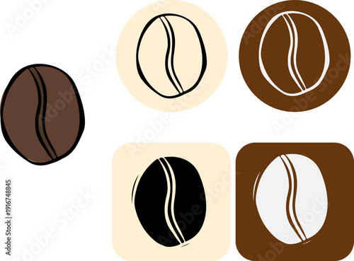 black coffee bean icon Cafe logotype hand drawn illustration. Vector graphic line ink art. Banner, poster, wrapping paper, sticker, print, modern textile design.