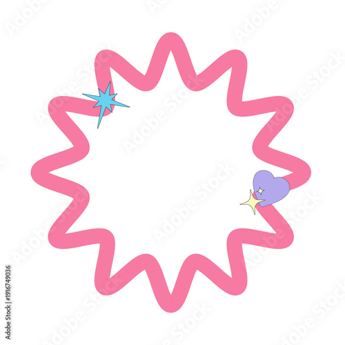 Set y2k polka Dot star frame and buttons