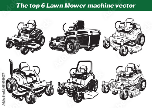 The-top-6-Lawn-Mower-machine-vector illustrations