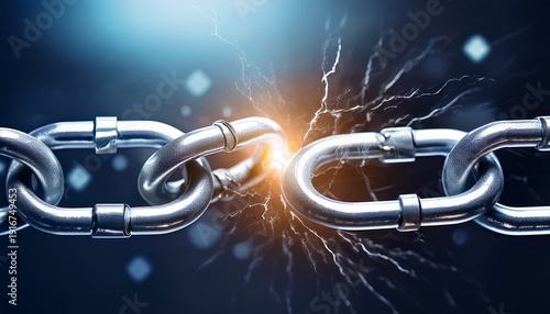 broken chain linkage illustrating weakness and disconnection