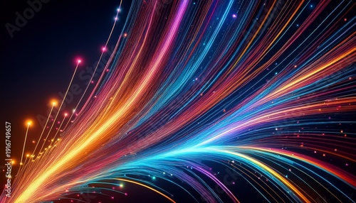 colorful optical fiber light emission data transmission