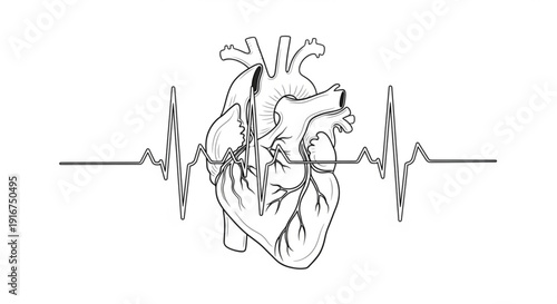Human heart with ecg line symbolizing health and vitality in medical context wellness concept