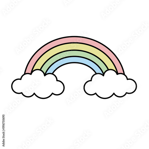 多色レイヤーのやわらか虹イラスト