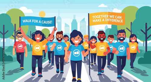 People Protesting for Social Cause in City