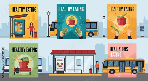 Healthy Eating Campaign Posters at Bus Stop