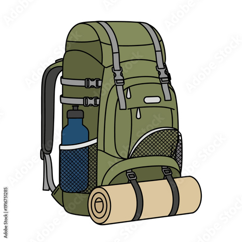Backpack with Gear for Hiking and Travel