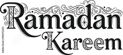 Beautiful ramadan kareem typographic design with elegant floral elements
