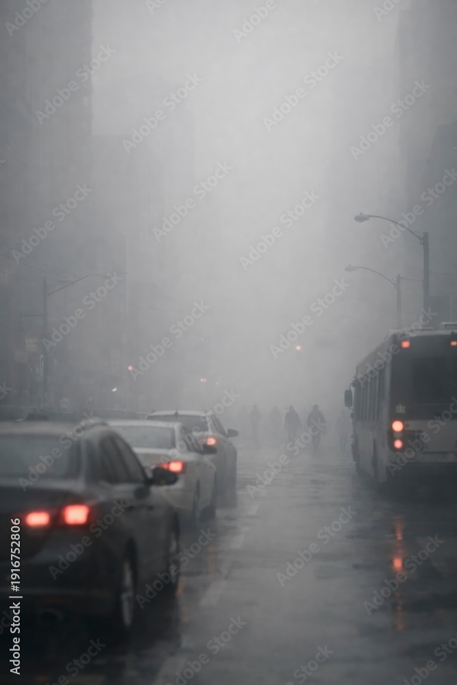 Obraz premium Urban Street Covered in Smog