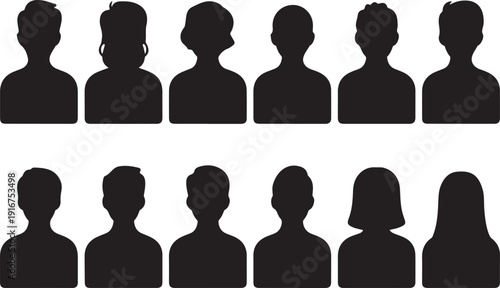 Silhouettes of people with different hairstyles and head positions