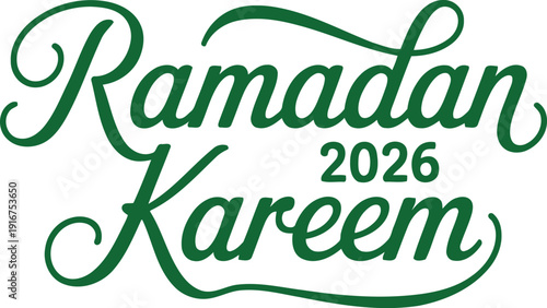 Ramadan kareem 2026 greeting in green text