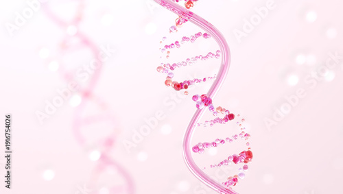 Tableau sur toile Bio regenerative PDRN DNA helix with peptides and collagen, skincare concept, 3D