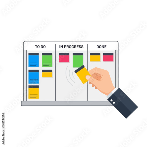 Task Board with To Do In Progress and Done Columns