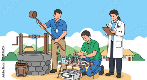 Medical Team Assisting Rural Water Well Precinct