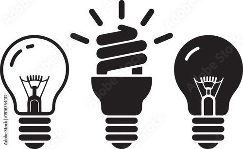 three different types of light bulbs on white background